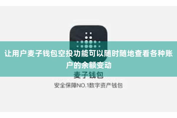 让用户麦子钱包空投功能可以随时随地查看各种账户的余额变动